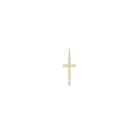 14k Diamond Bezel Cross Charm Pendant