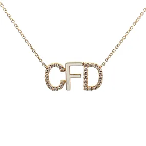 14K Gold Three-Initial Enamel and Diamond Necklace