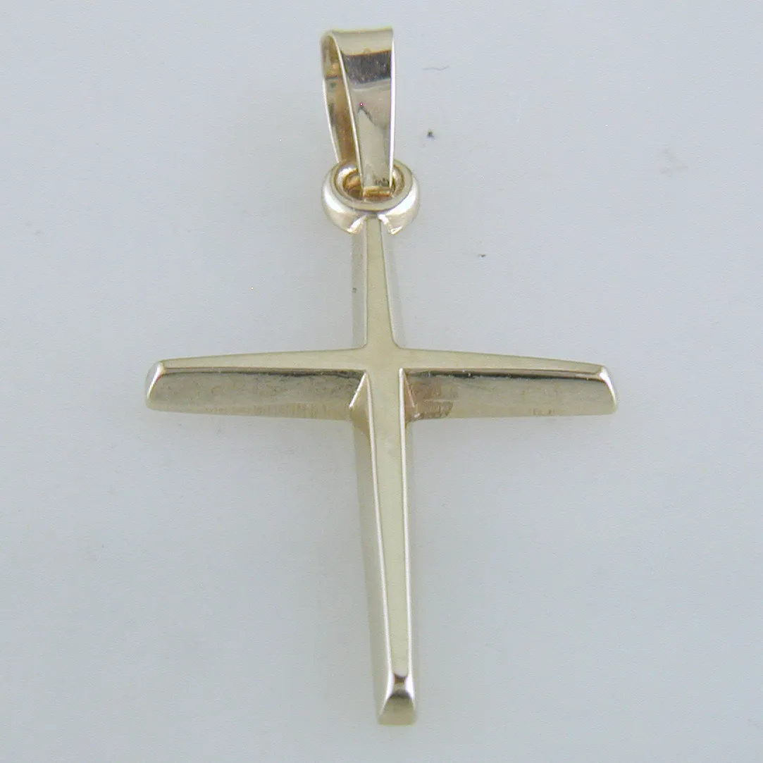 14k Yellow Gold Plain Cross Charm Pendant