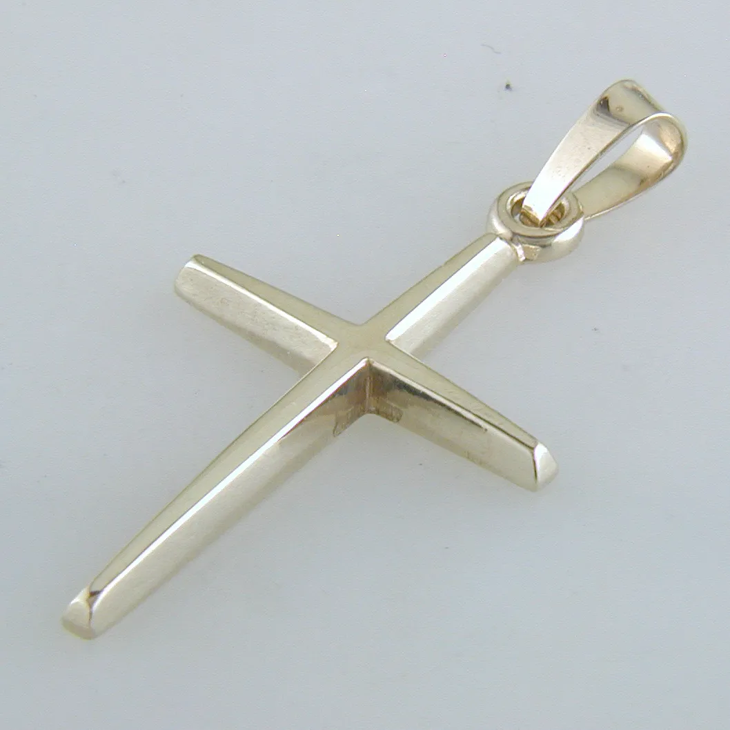 14k Yellow Gold Plain Cross Charm Pendant