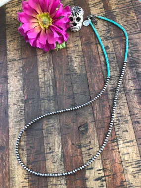 30" Turquoise and Navajo Pearl Necklace