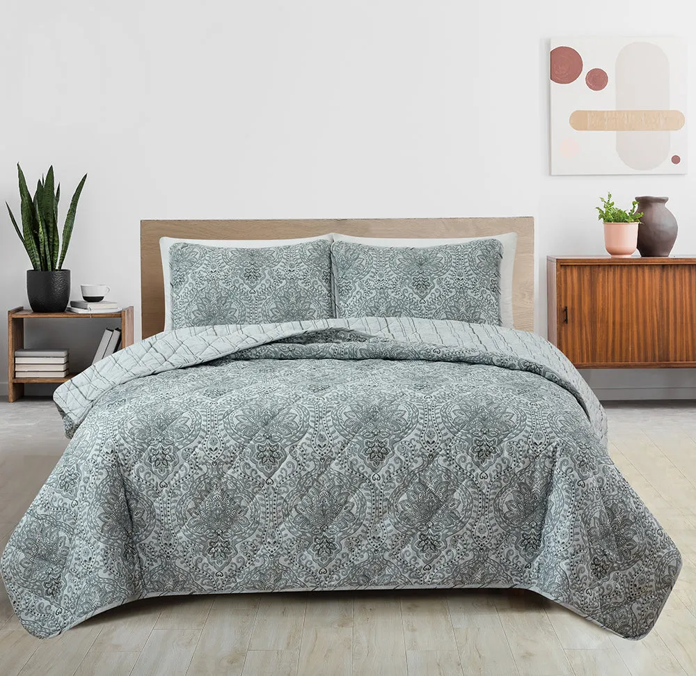 Adrianne Grey Reversible Quilt Set