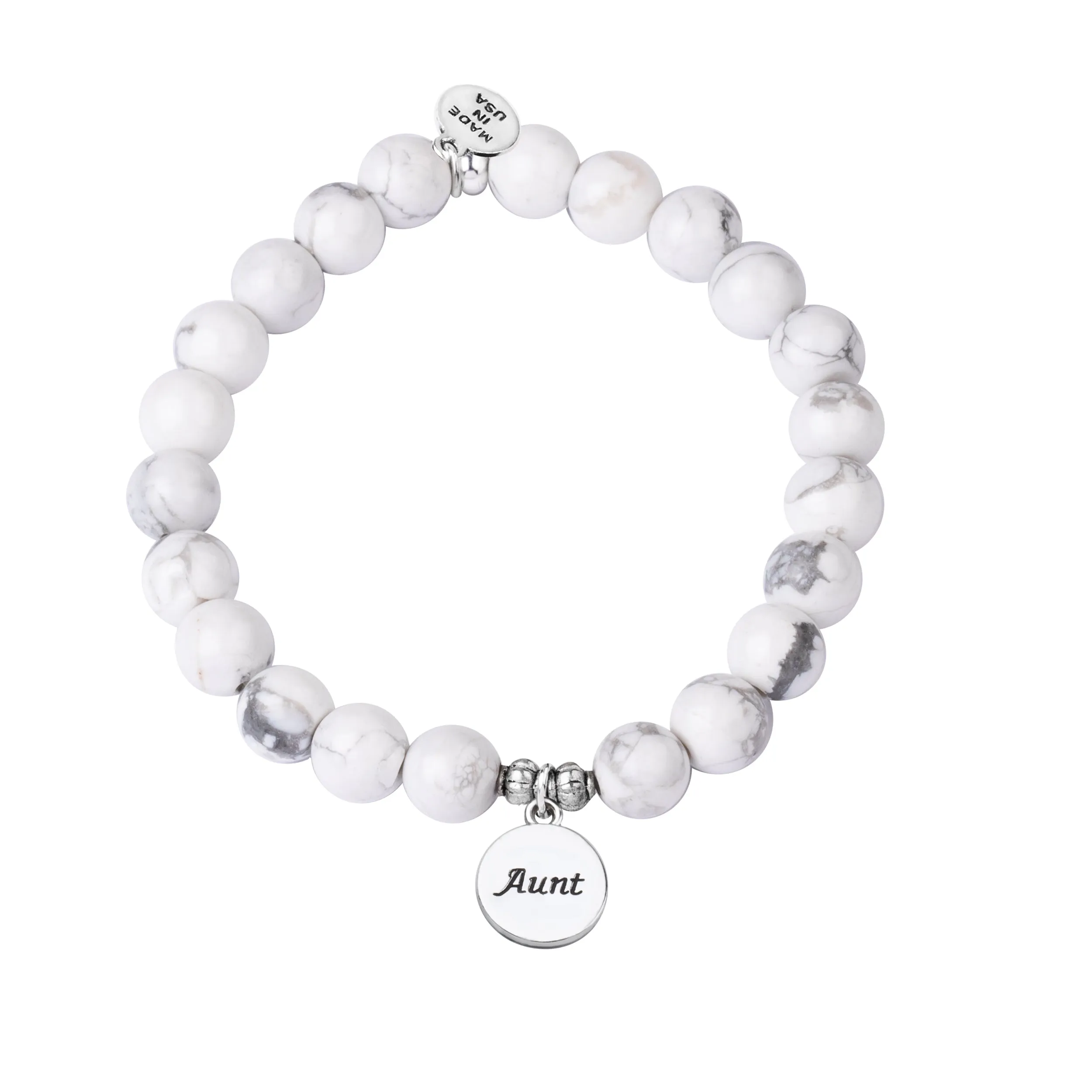 Aunt | Stone Beaded Charm Bracelet | Howlite