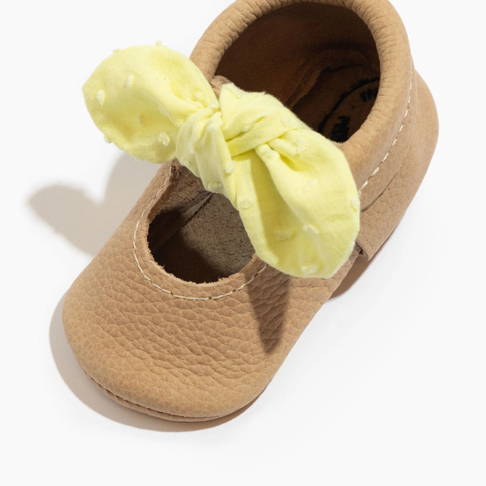 Banana Cream Knotted Bow Baby Shoe