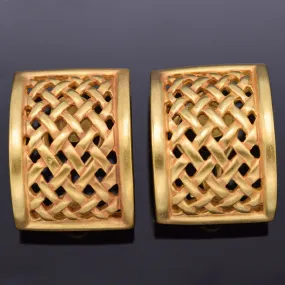 Barry Kieselstein-Cord 1995 18K Yellow Gold Woven Clip-On Drop Earrings