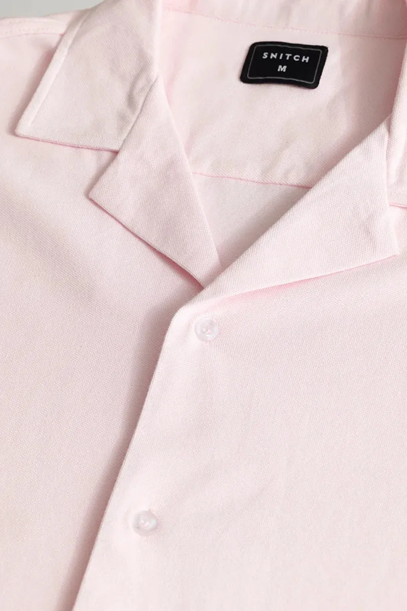 Basic Knitted Light Pink Oversized Shirt