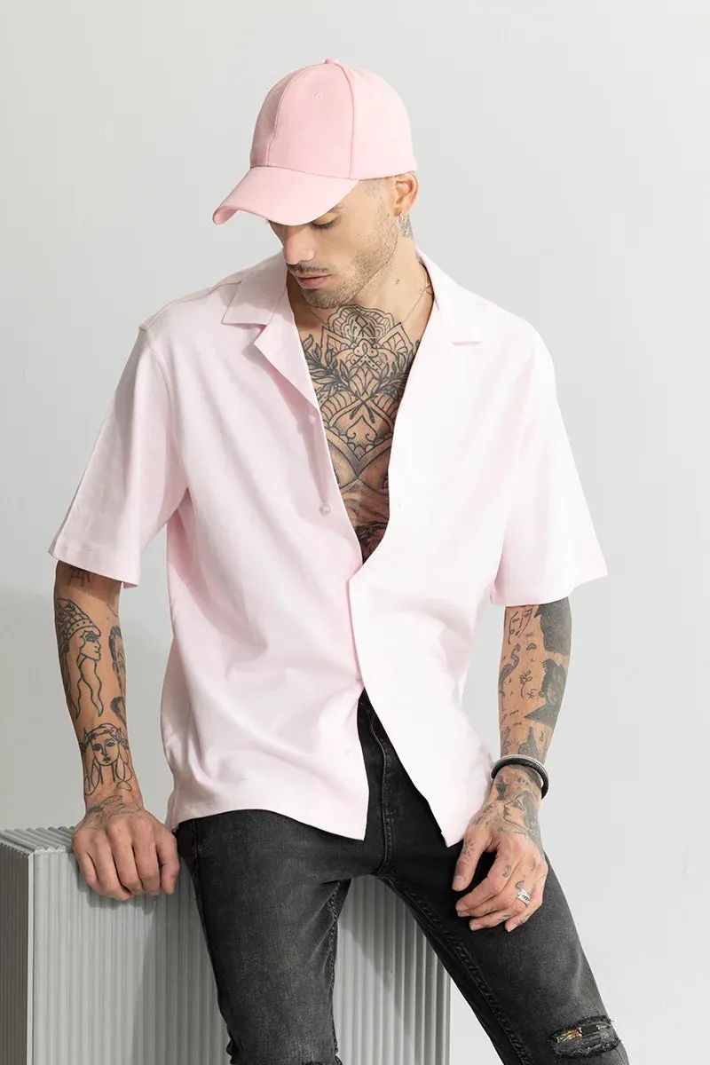 Basic Knitted Light Pink Oversized Shirt