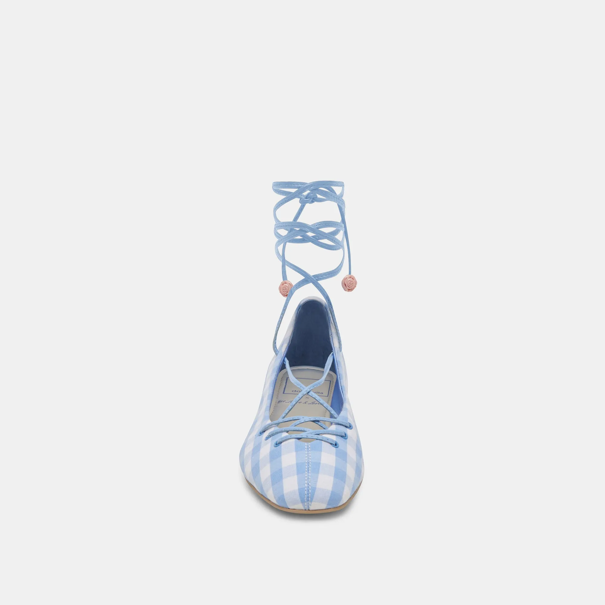 BEATE BALLET FLATS WHITE BLUE GINGHAM