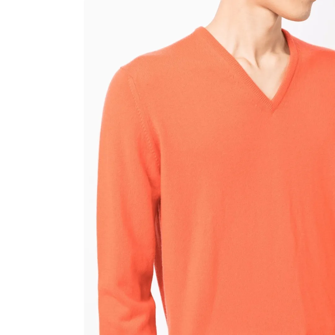 CASHMERE V-NECK SWEATER ORANGE