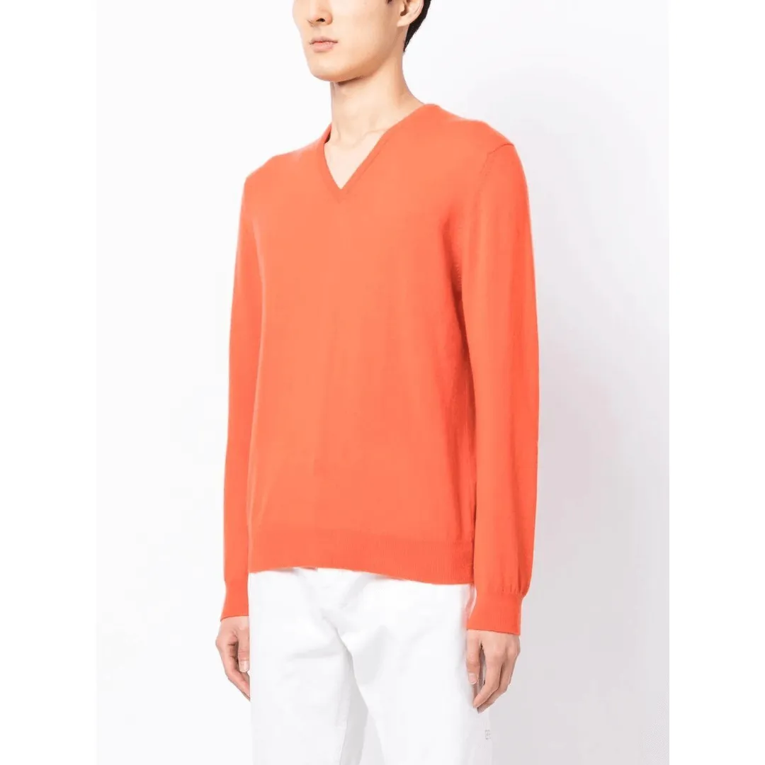 CASHMERE V-NECK SWEATER ORANGE