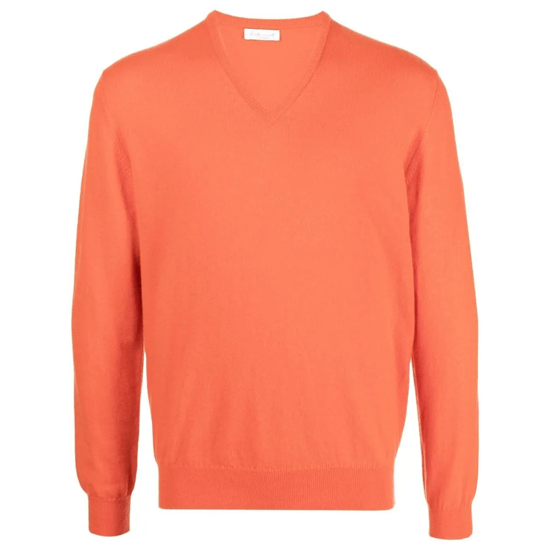 CASHMERE V-NECK SWEATER ORANGE