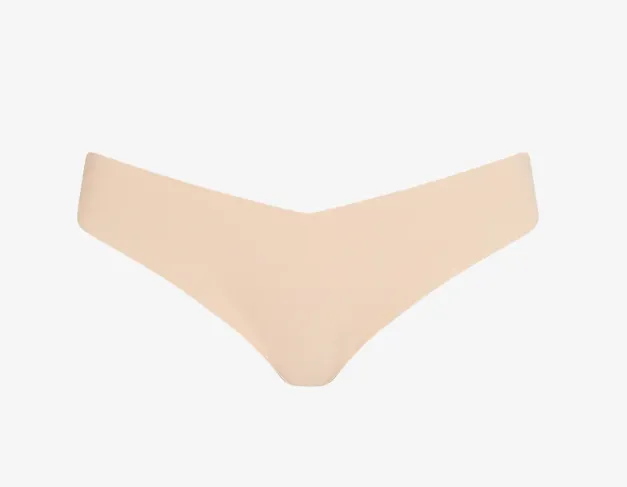 Commando Invisible Rib One Size Thong | Beige