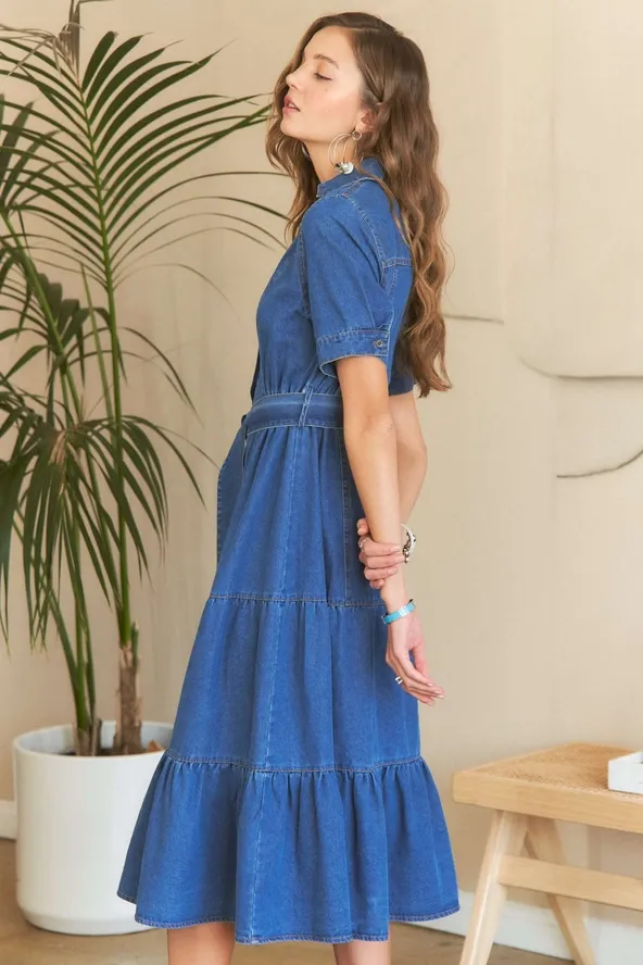 Country Denim Tiered Dress