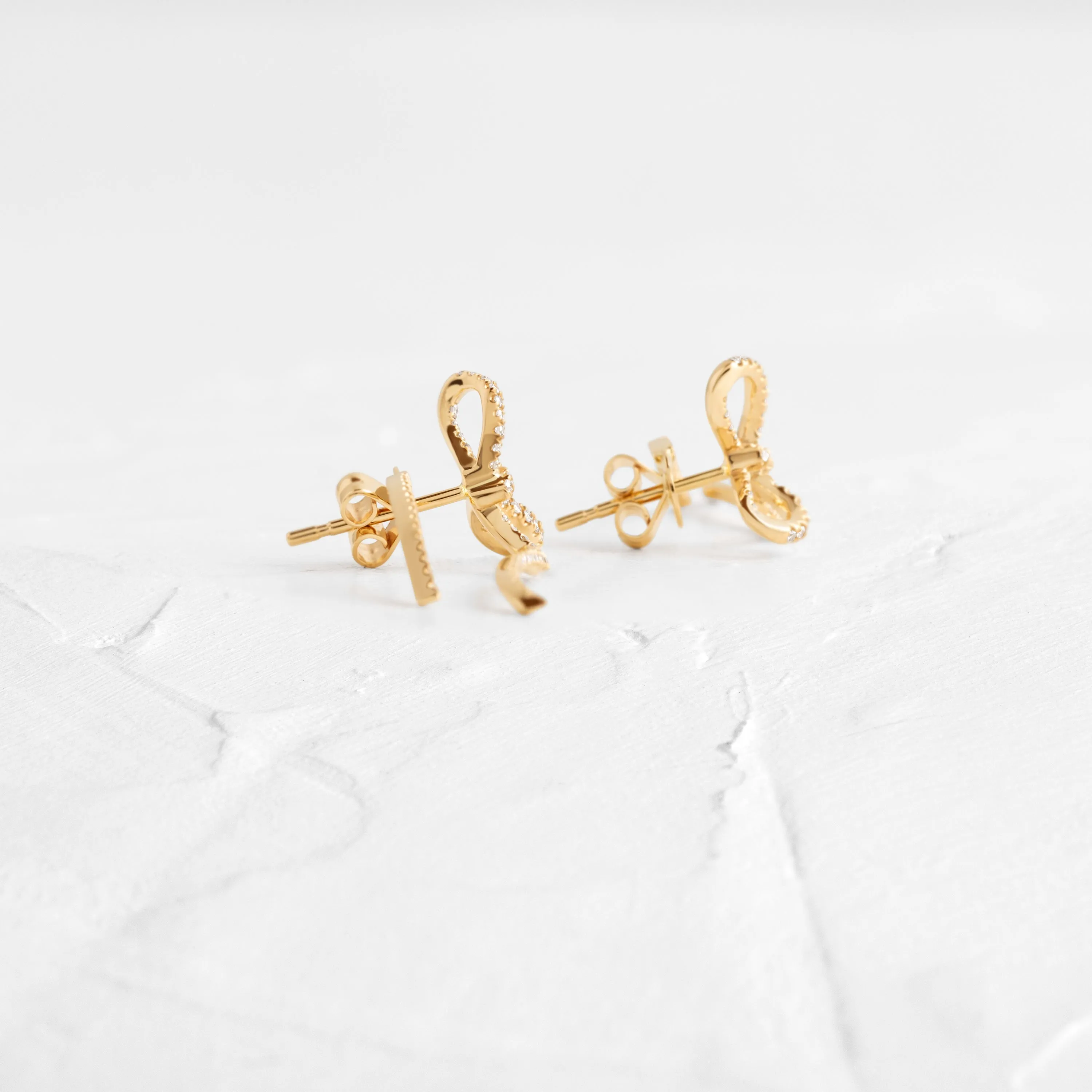 Diamond Bow Earrings - In Stock