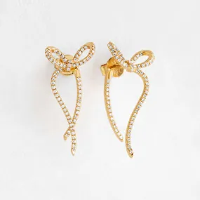 Diamond Bow Earrings - In Stock