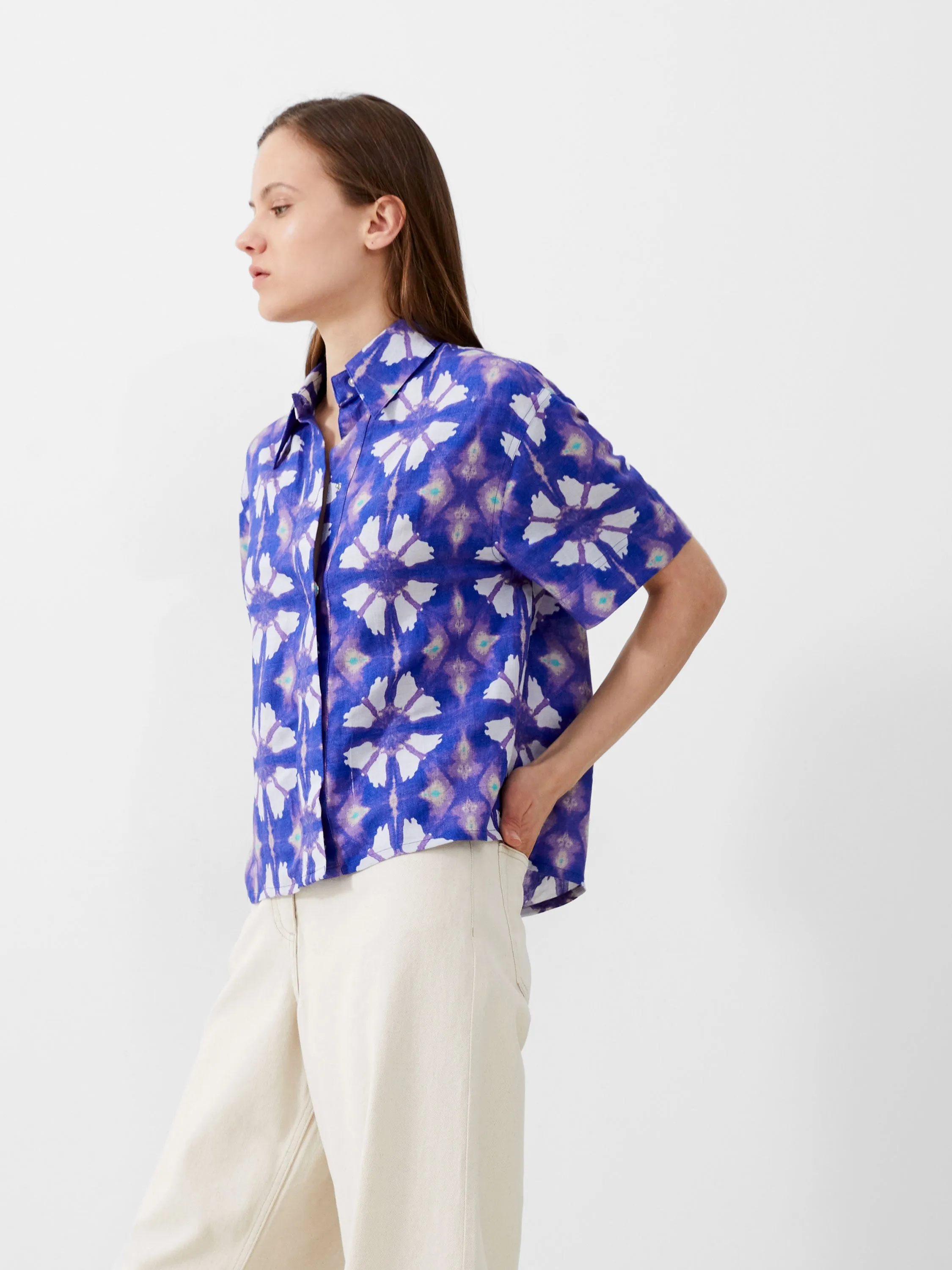 Dory Birdie Linen Short Sleeve Shirt