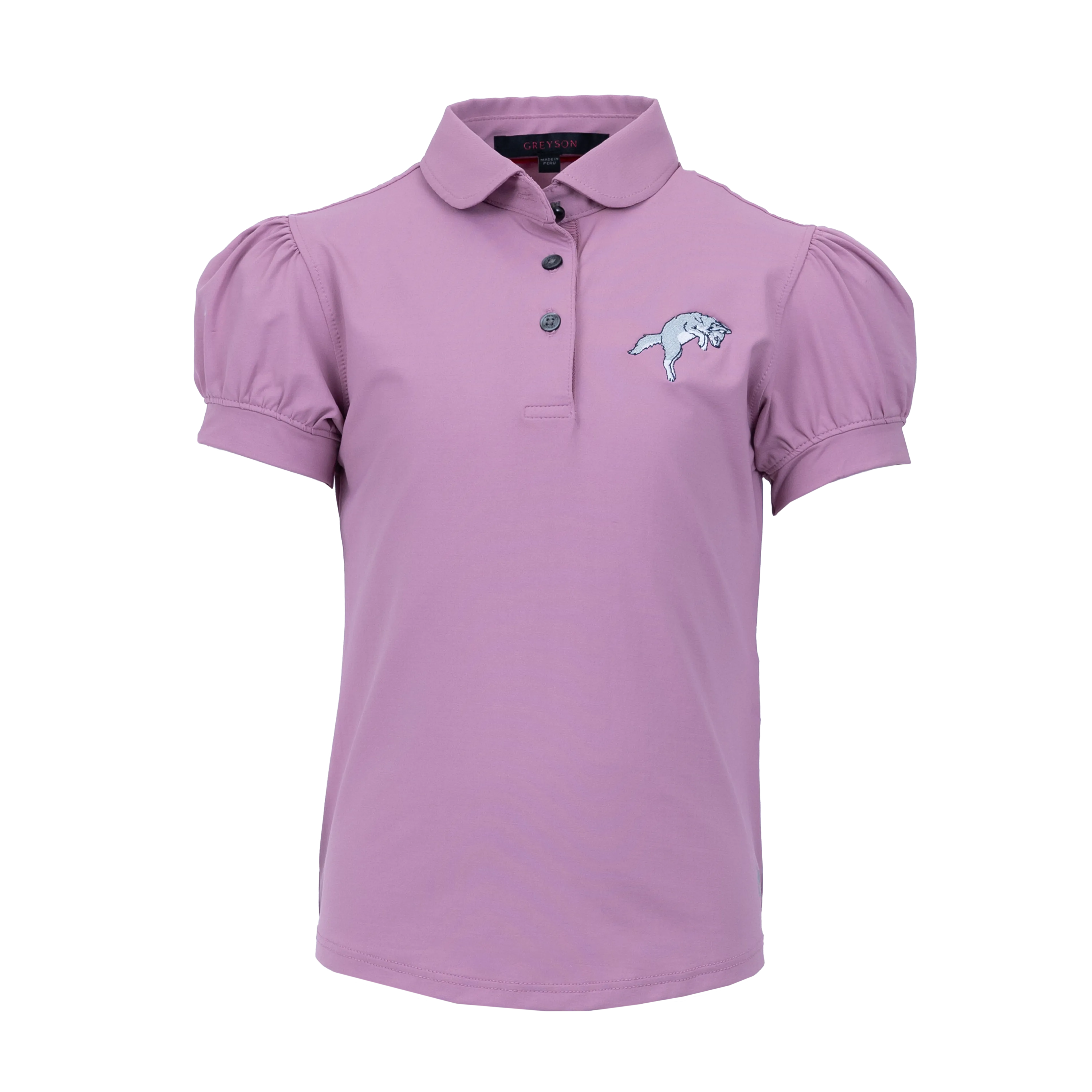 Girl's Pouncing Wolf Scarlett Polo