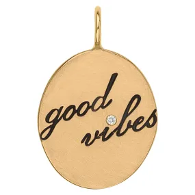 Gold Good Vibes Oval Charm