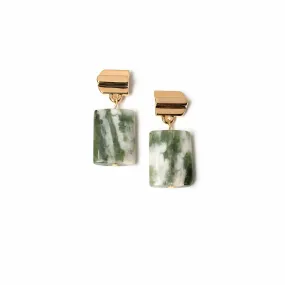 gold layered dome   tree agate earrings