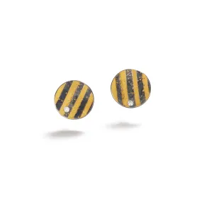 Golden Striped Stud Earrings