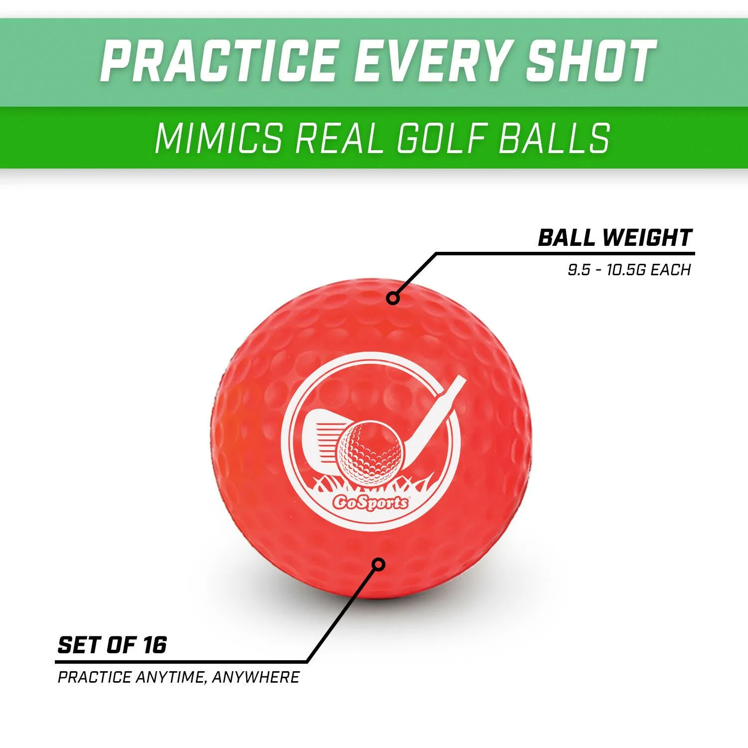 Golf Foam Practice Balls - 16 Pack | Indoor Outdoor Use