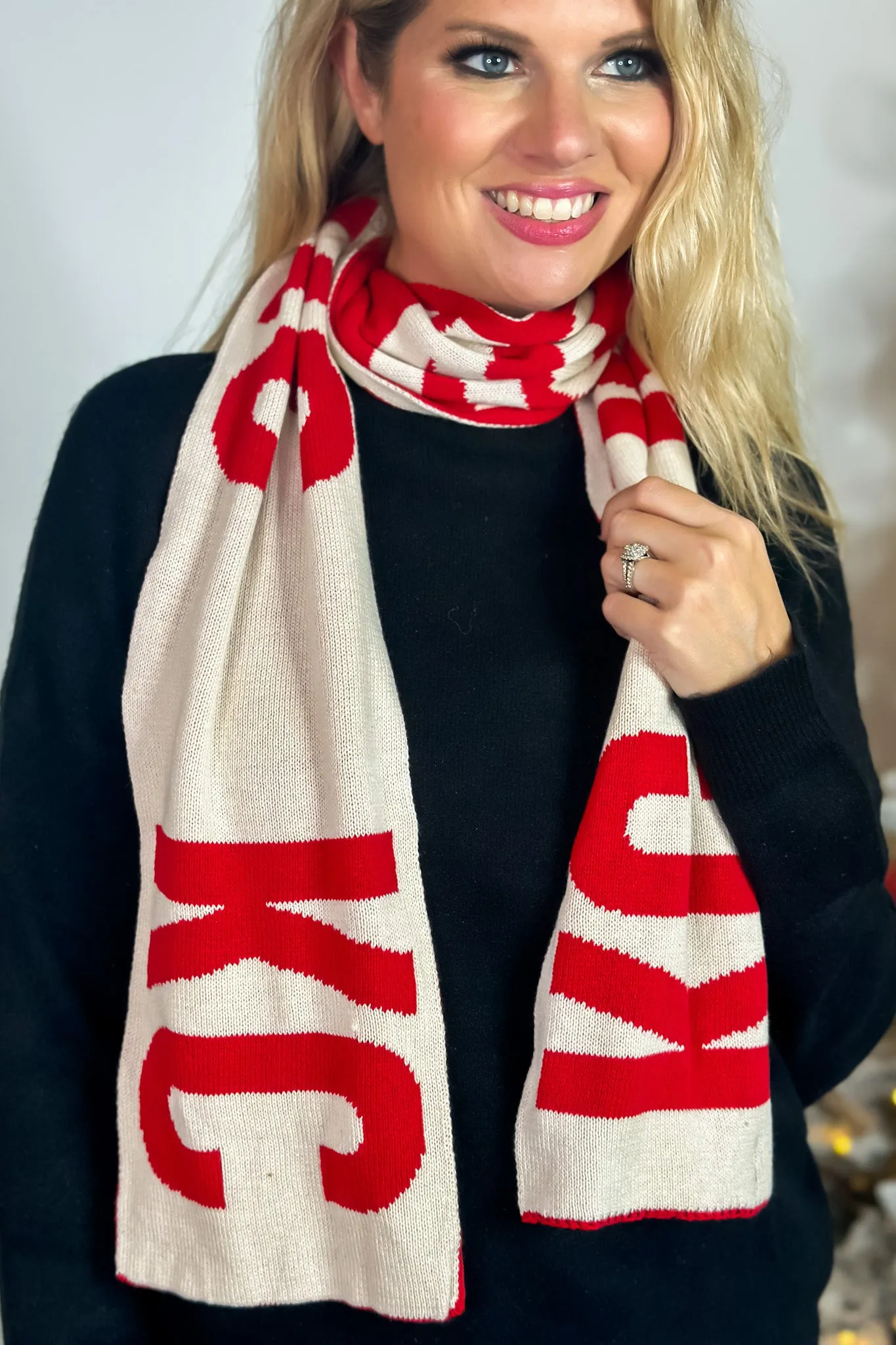 KC KC KC Game Day Scarf : Red/Natural