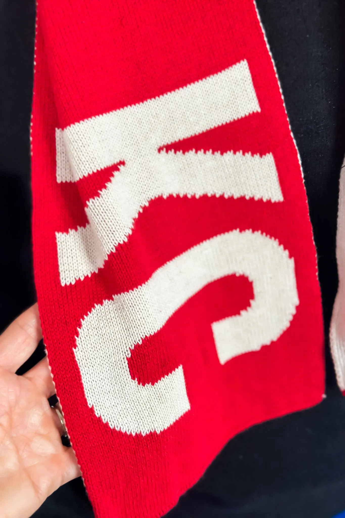 KC KC KC Game Day Scarf : Red/Natural