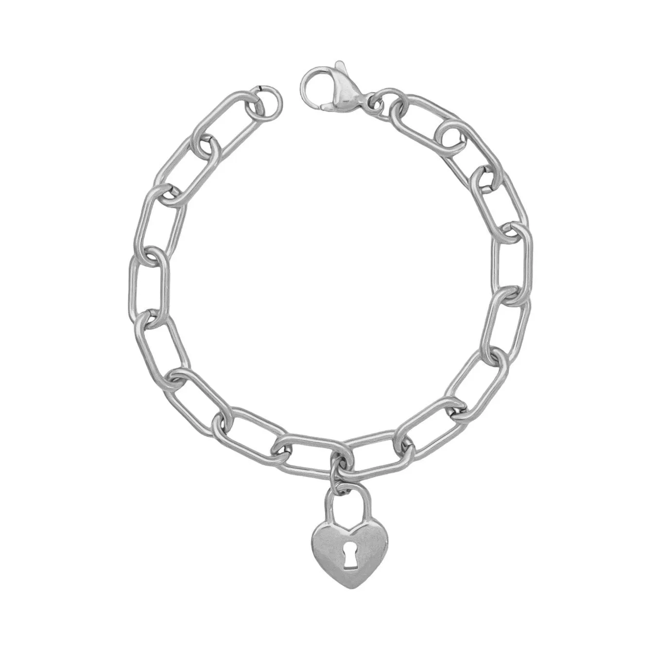 Love Oval Link Bracelet Silver