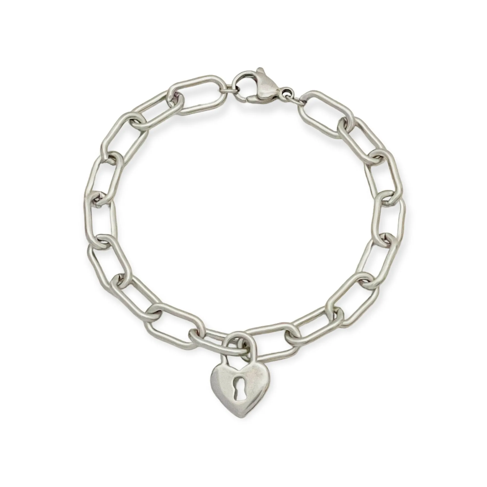 Love Oval Link Bracelet Silver