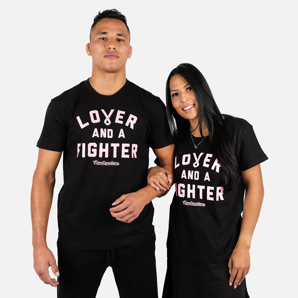 MEN'S LOVER & FIGHTER BREAST CANCER AWARENESS SHIRT