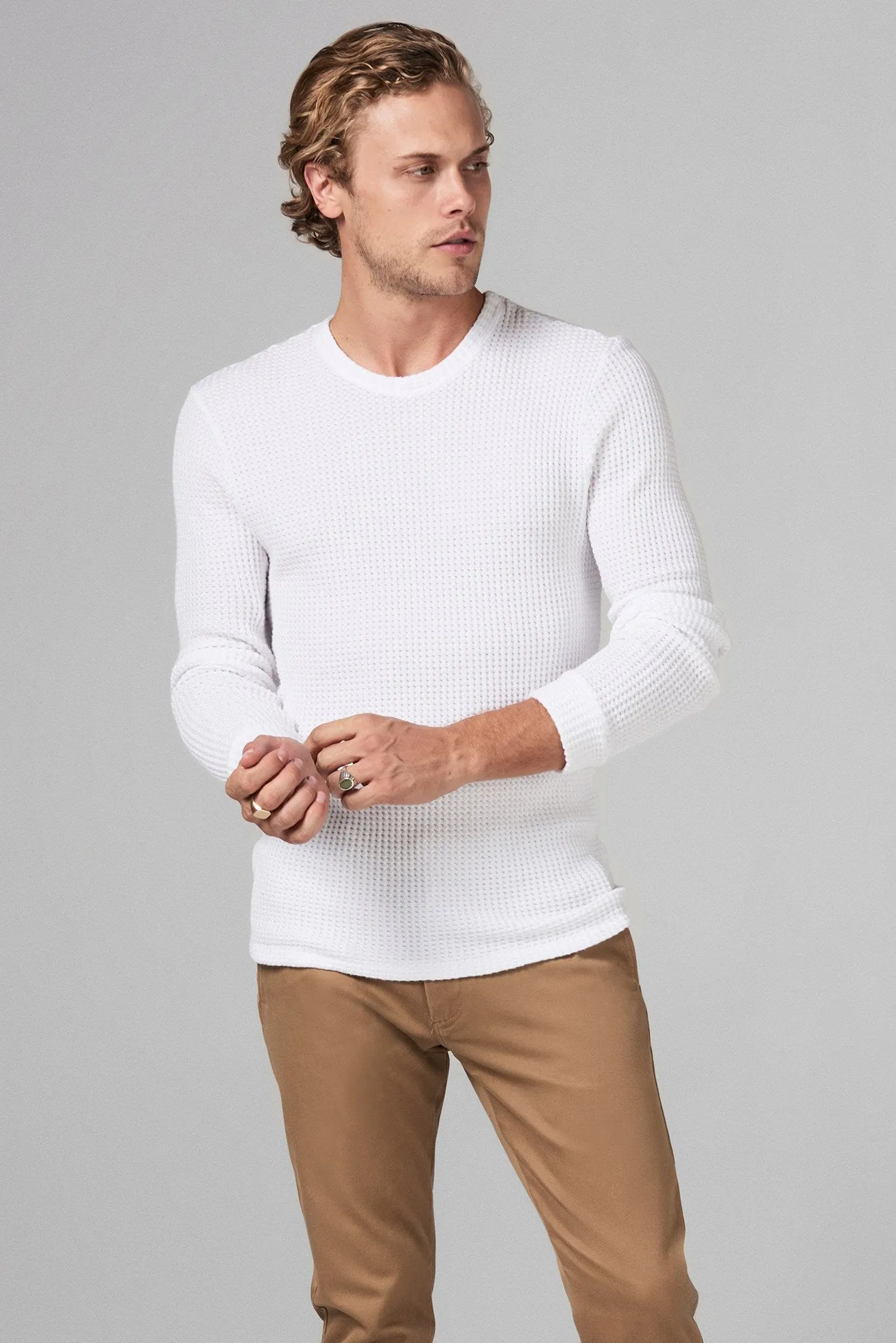 Men's Waffle Thermal Pullover Sweater