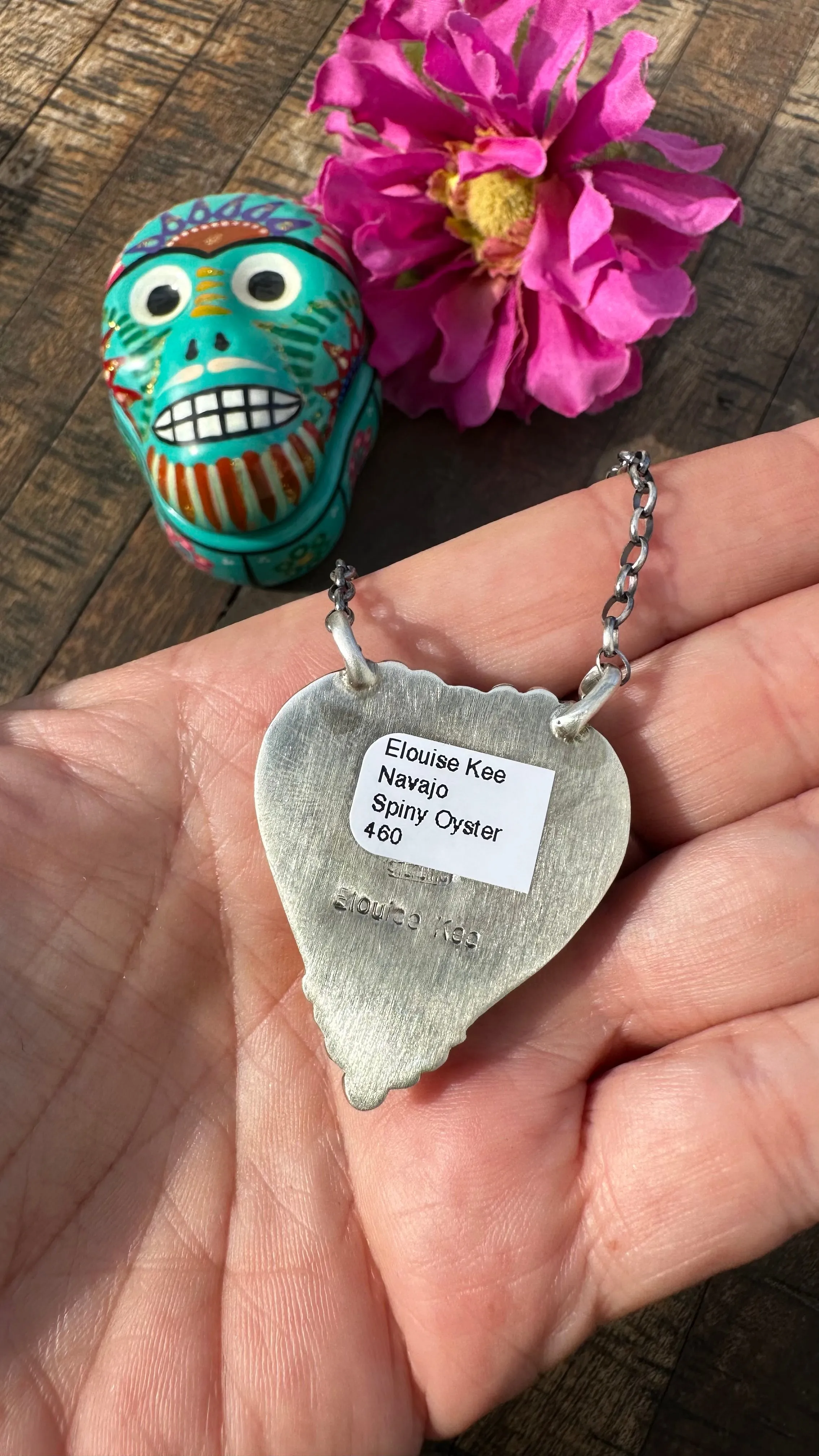 Orange Spiny Heart Necklace