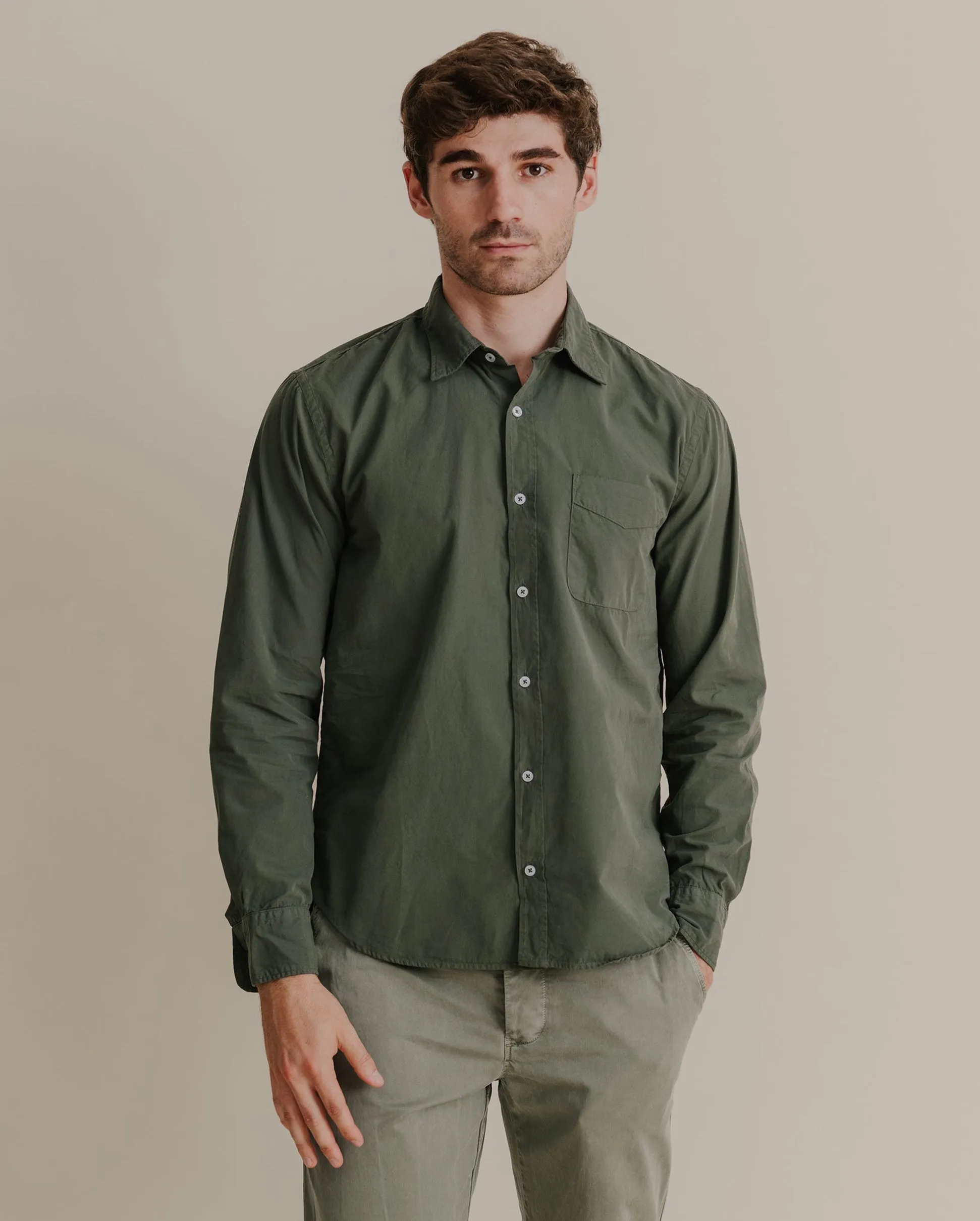 POPLIN STANDARD SHIRT / BASIL