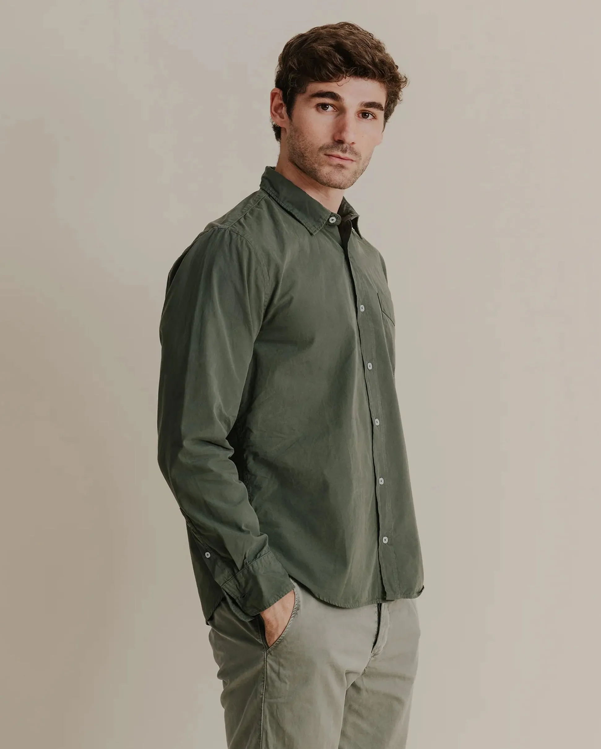 POPLIN STANDARD SHIRT / BASIL