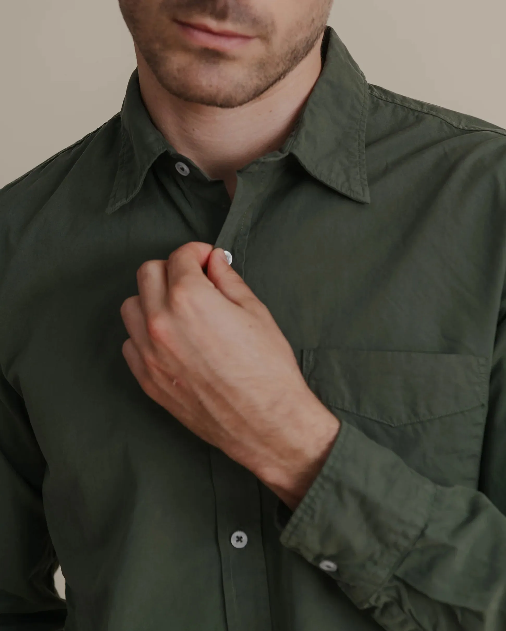 POPLIN STANDARD SHIRT / BASIL