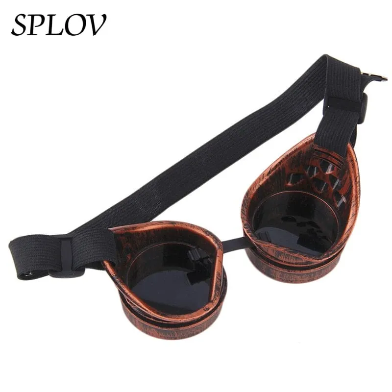 Retro Round Metal Steampunk Men Sunglasses Women Welding Fashion Cyber Glasses Adjustable Belt Vintage Shades