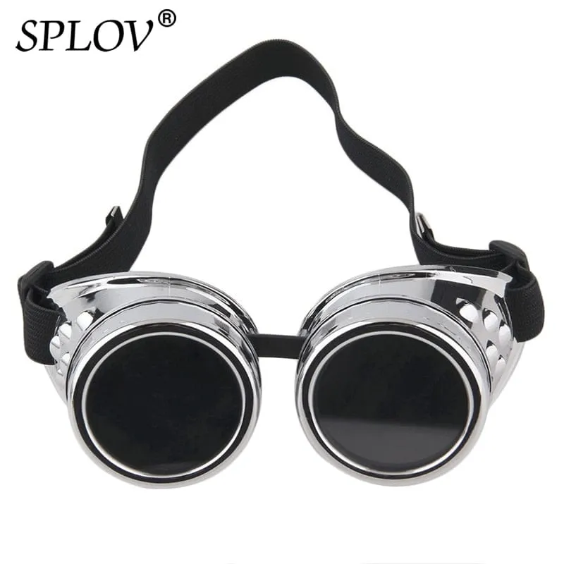 Retro Round Metal Steampunk Men Sunglasses Women Welding Fashion Cyber Glasses Adjustable Belt Vintage Shades