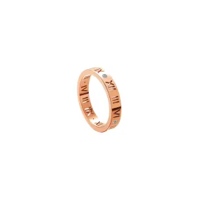 Roman Numerals Diamond Ring Rose Gold