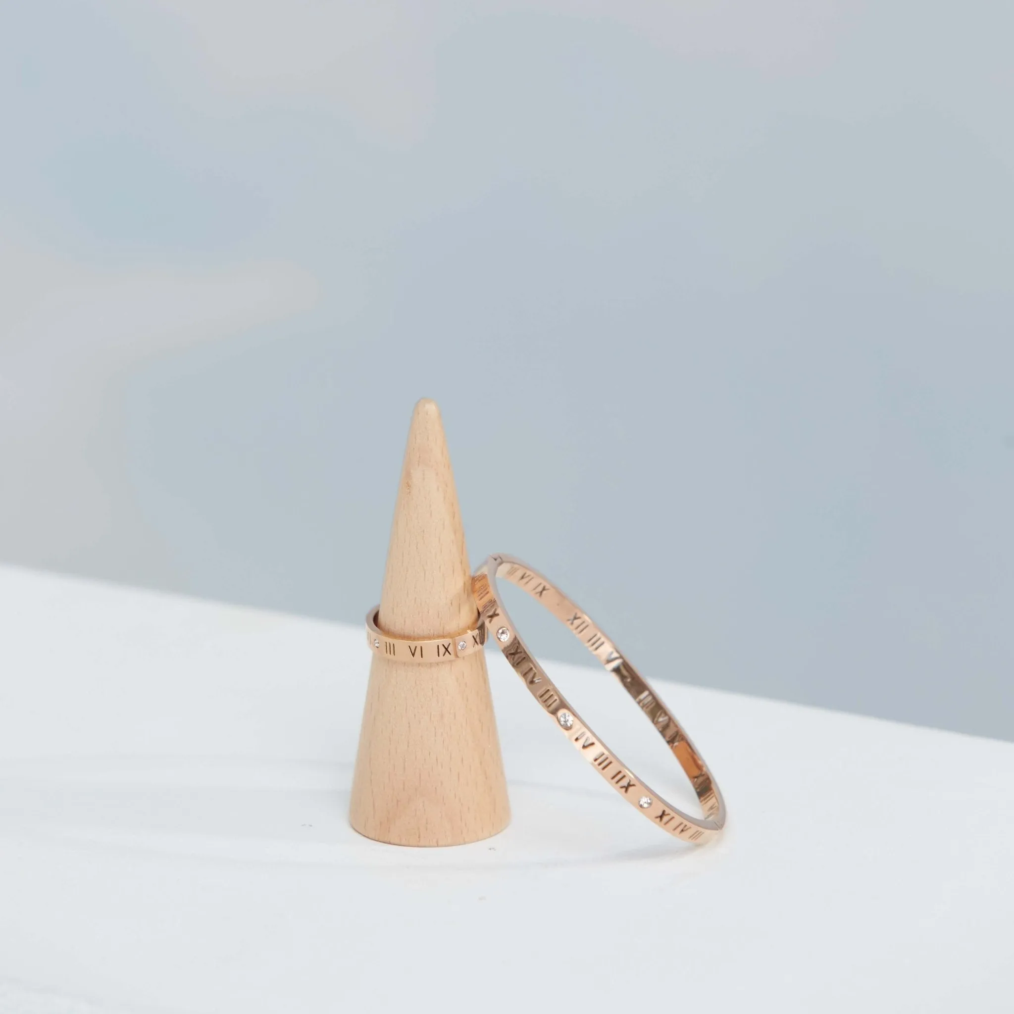 Roman Numerals Diamond Ring Rose Gold