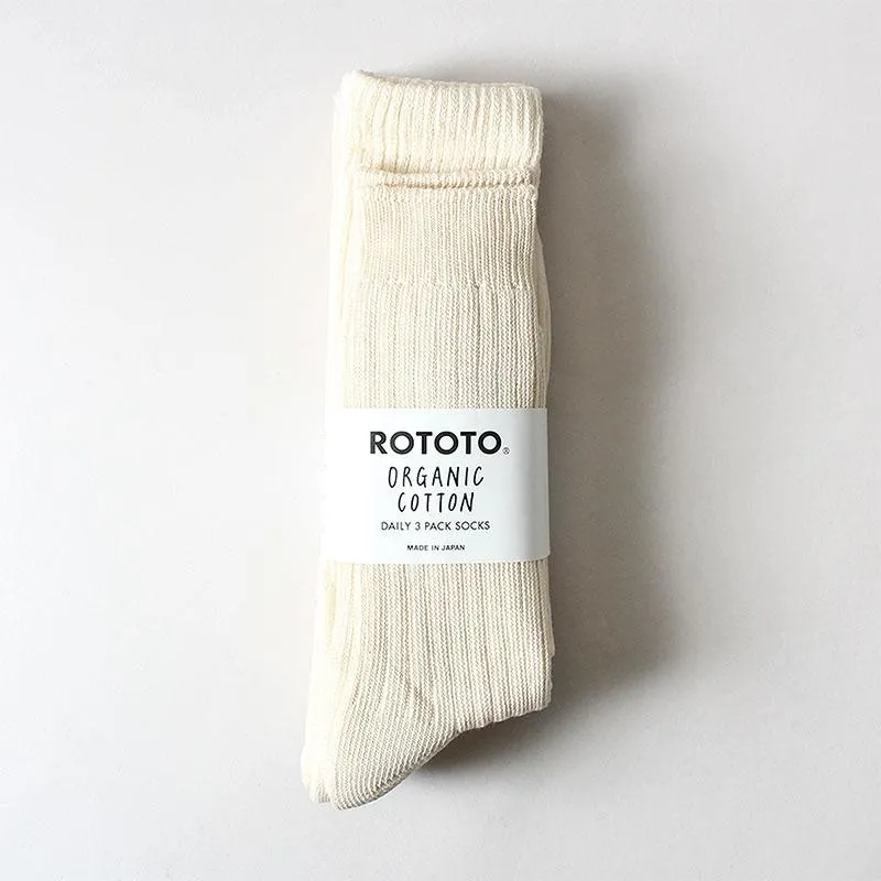 Rototo Organic Daily 3-Pack Crew Socks