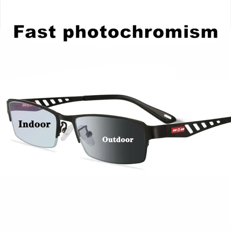 Transition Photochromic Reading Glasses Men UV400 Sun Metal Frame Optical Lens Change Color Presbyopic Eyeglasses Diopter 1.0 4