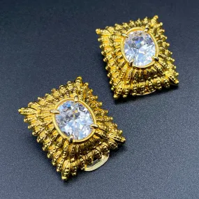 【USA輸入】ヴィンテージ EDGER BERBI ガラスストーン イヤリング/Vintage EDGER BERBI Glass Stones Clip On Earrings