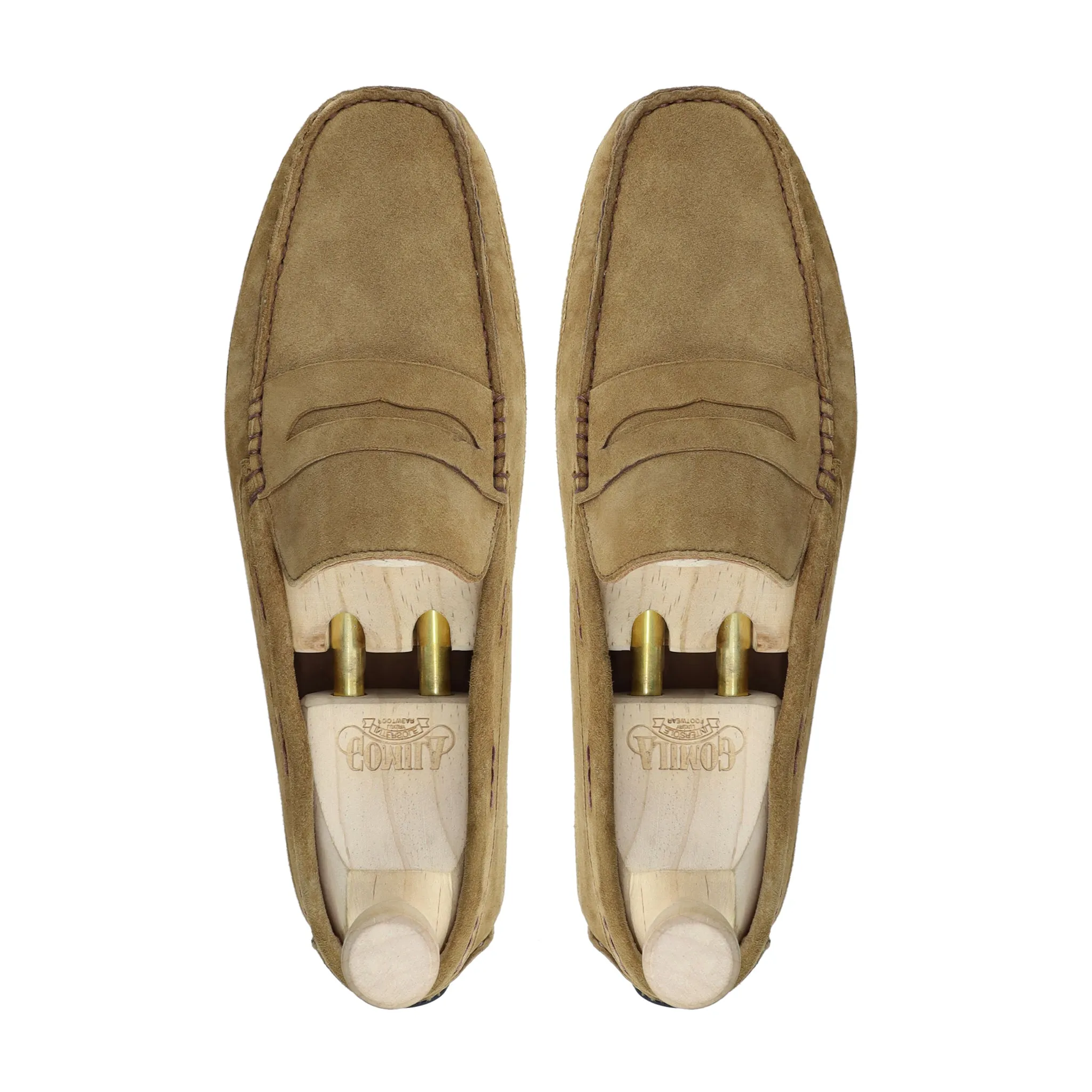 Vennesla - Men's Camel Kid Suede Driver Shoe