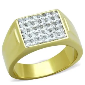 WildKlass Stainless Steel Ring IP Gold Men AAA Grade CZ Clear