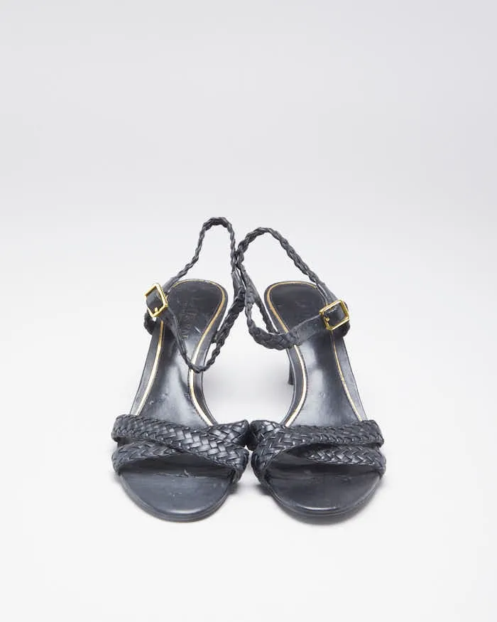 Women's Black Ralph Lauren Braided Leather Sandals - 6