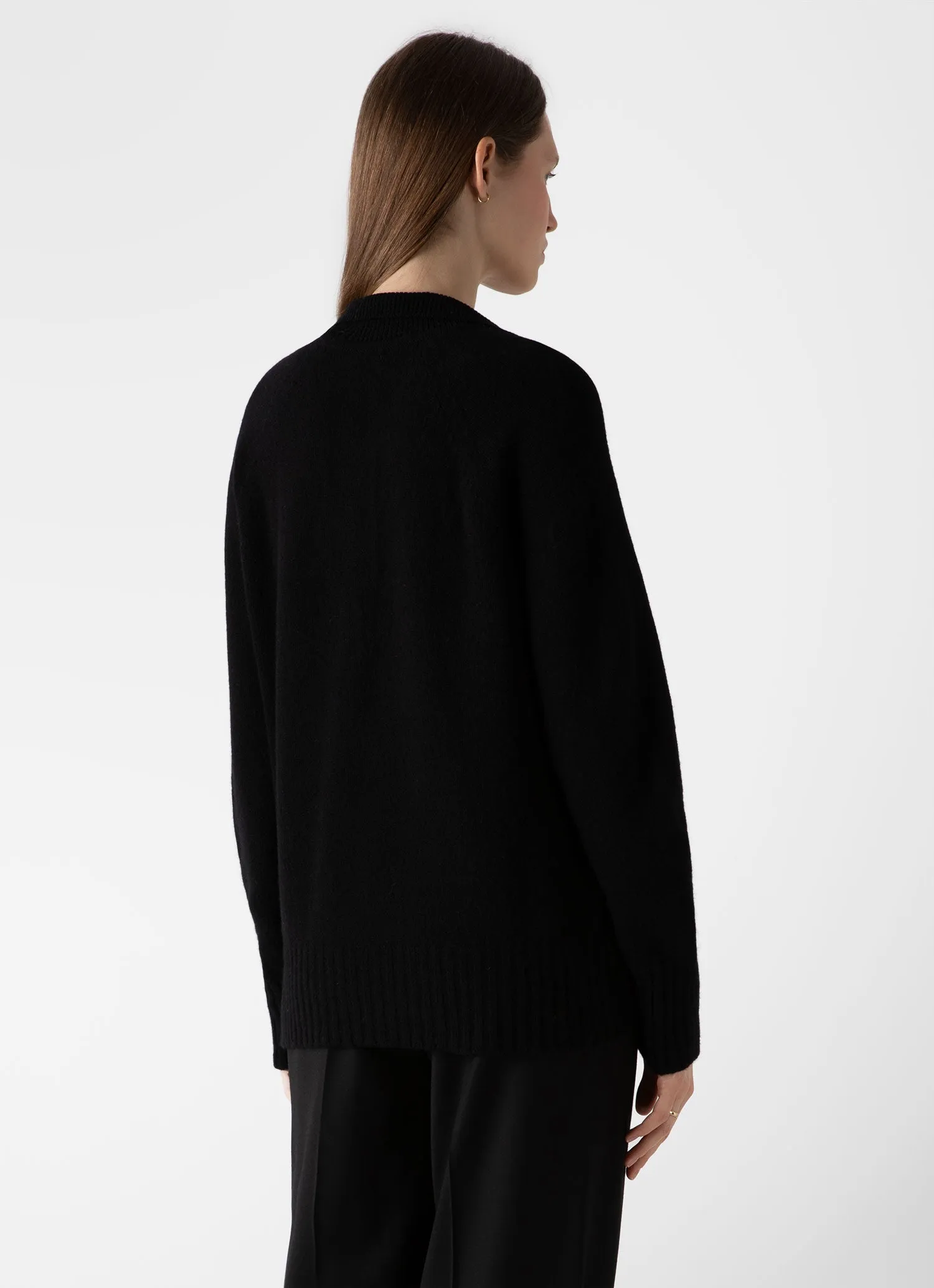 Women's Lambswool Polo Jumper in Black