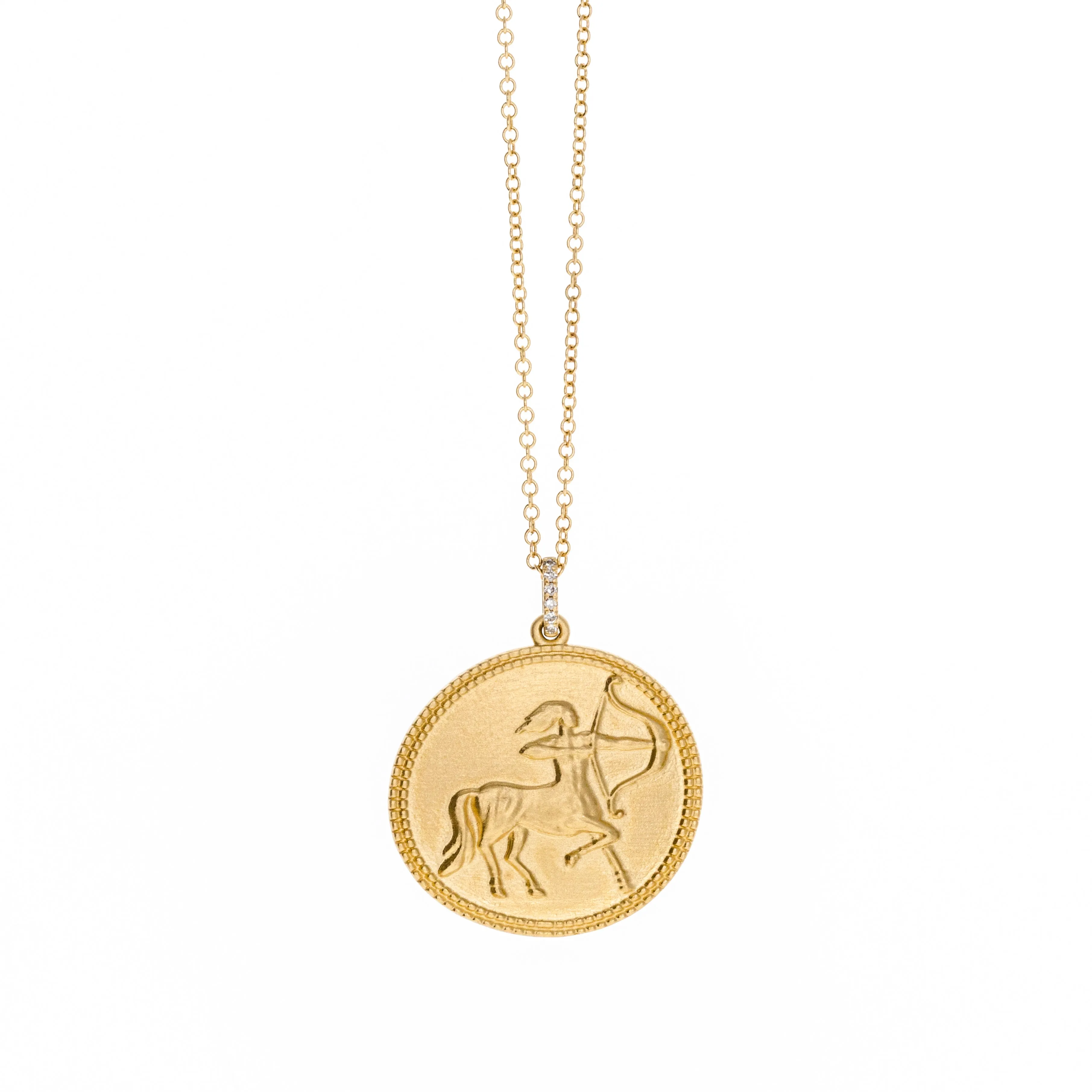 Zodiac Diamond Pendant Necklace in 14K Yellow Gold