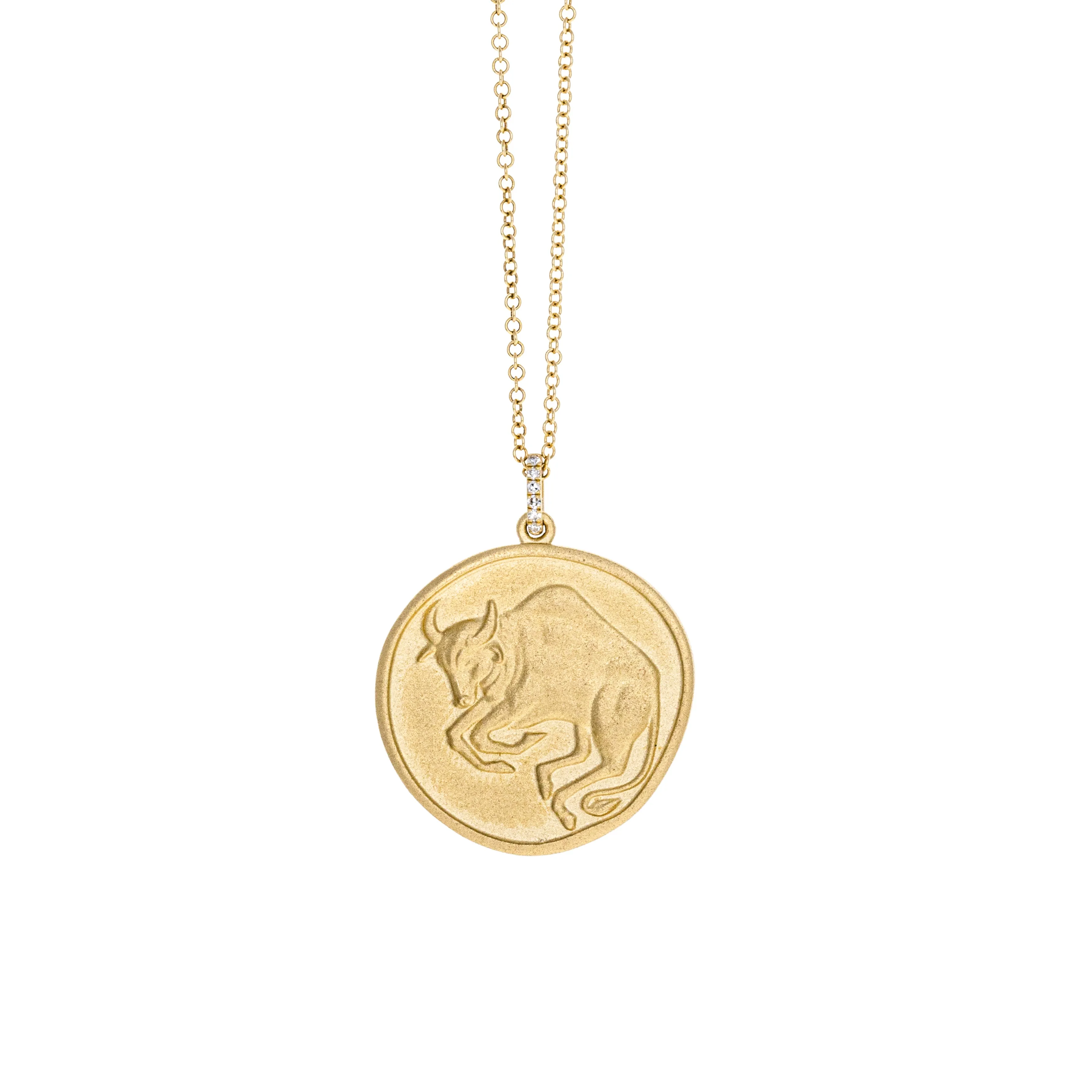 Zodiac Diamond Pendant Necklace in 14K Yellow Gold