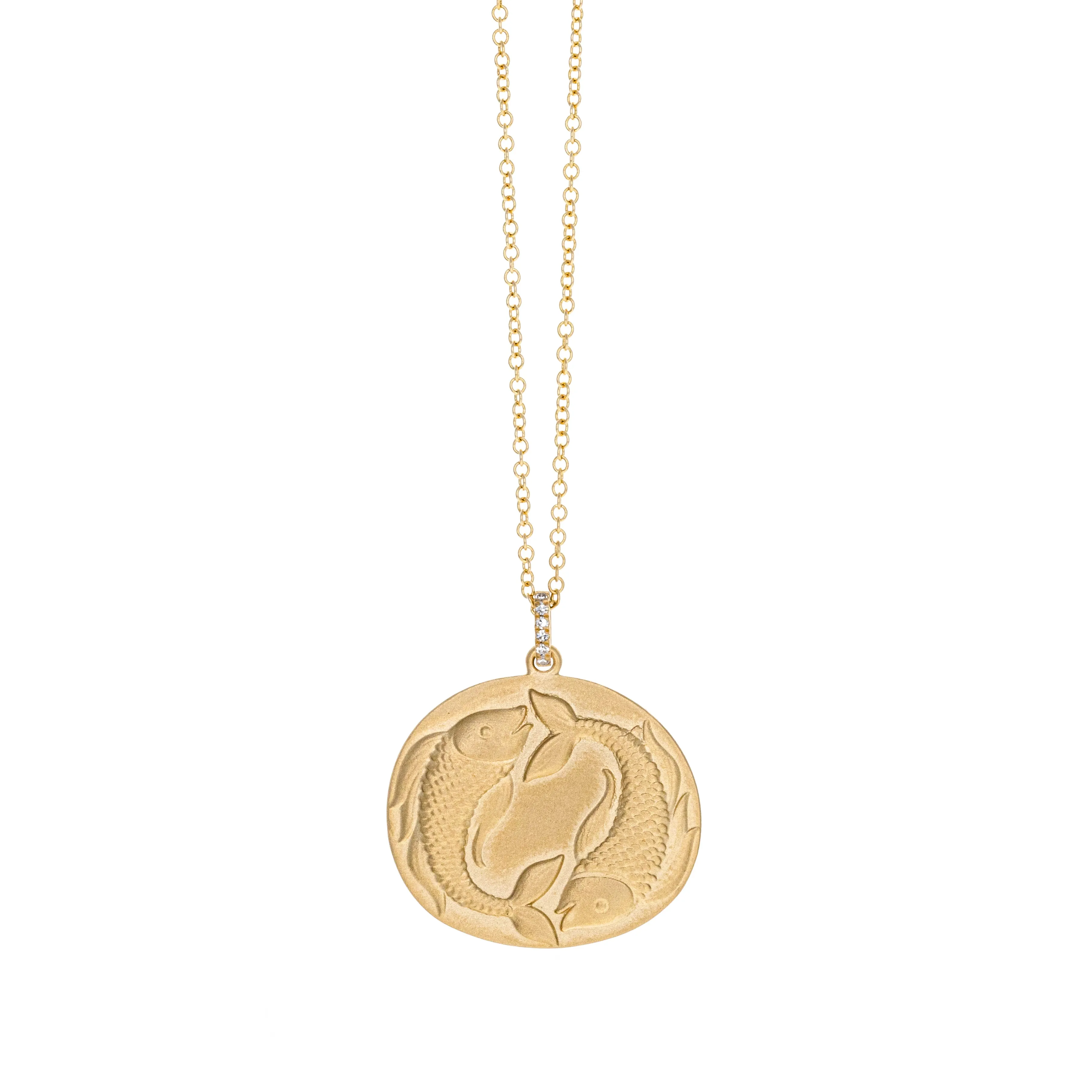 Zodiac Diamond Pendant Necklace in 14K Yellow Gold