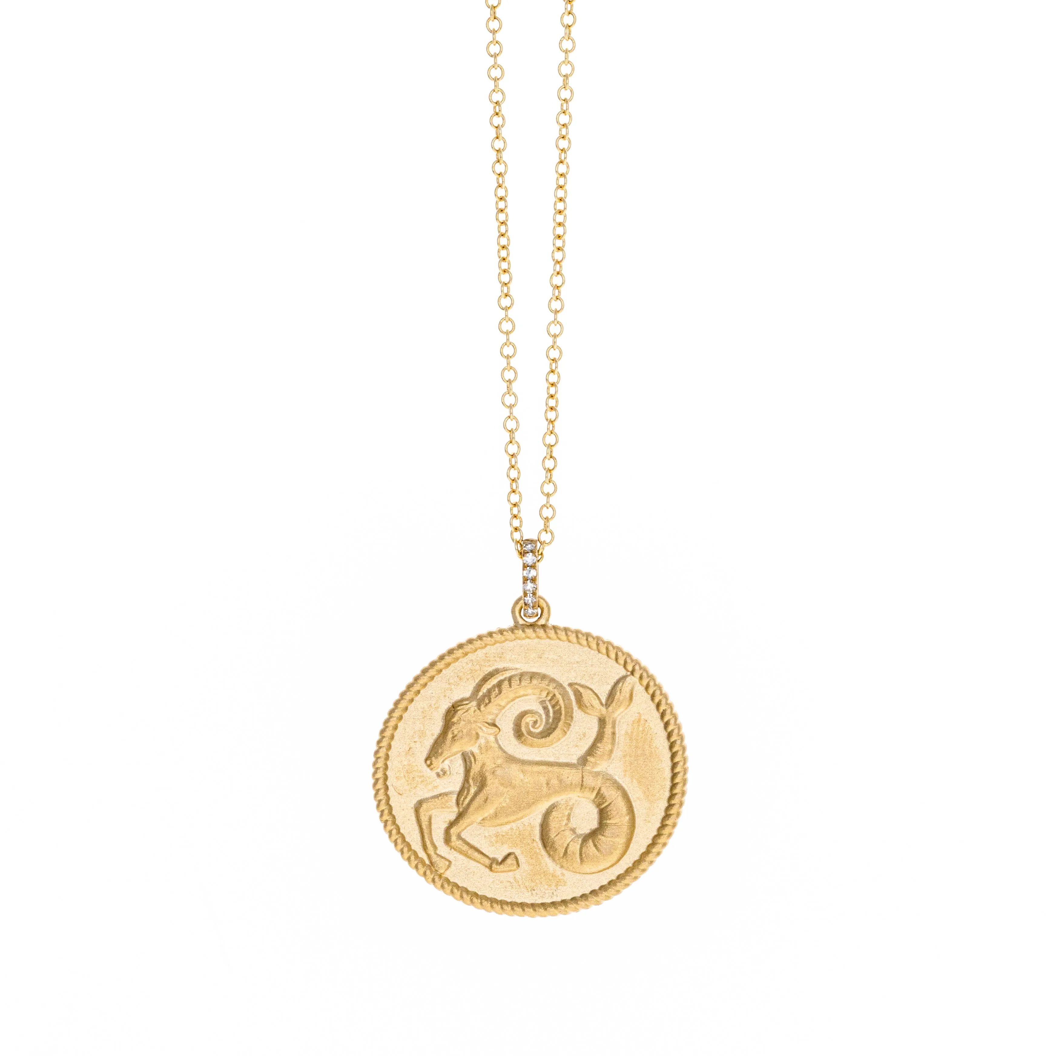 Zodiac Diamond Pendant Necklace in 14K Yellow Gold